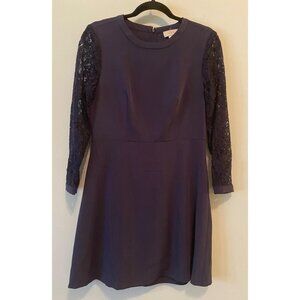 Loft Dress Long Lace Sleeves Deep Purple Size 4